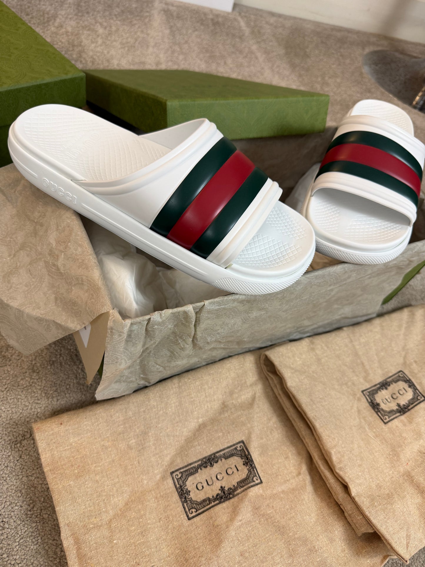 GUCCI WEB SLIDERS - WHITE