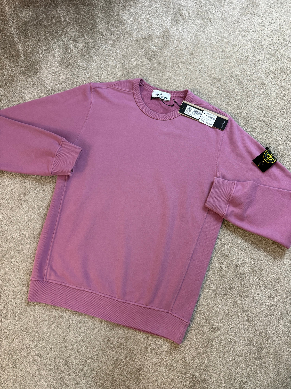 STONE ISLAND COTTON FLEECE SWEATSHIRT - ROSE QUARTZ