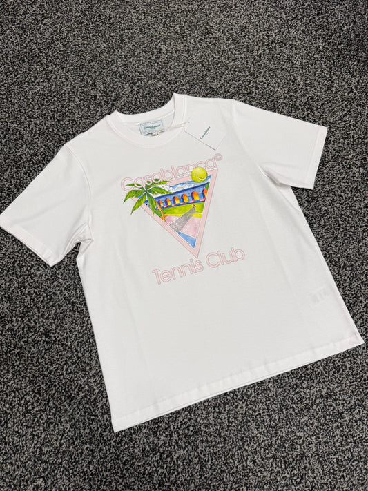CASABLANCA TENNIS LOGO T-SHIRT - WHITE