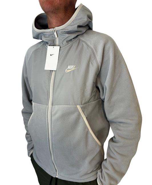 NIKE TECH WINDRUNNER HOODED FLEECE JACKET - LIGHT GREY