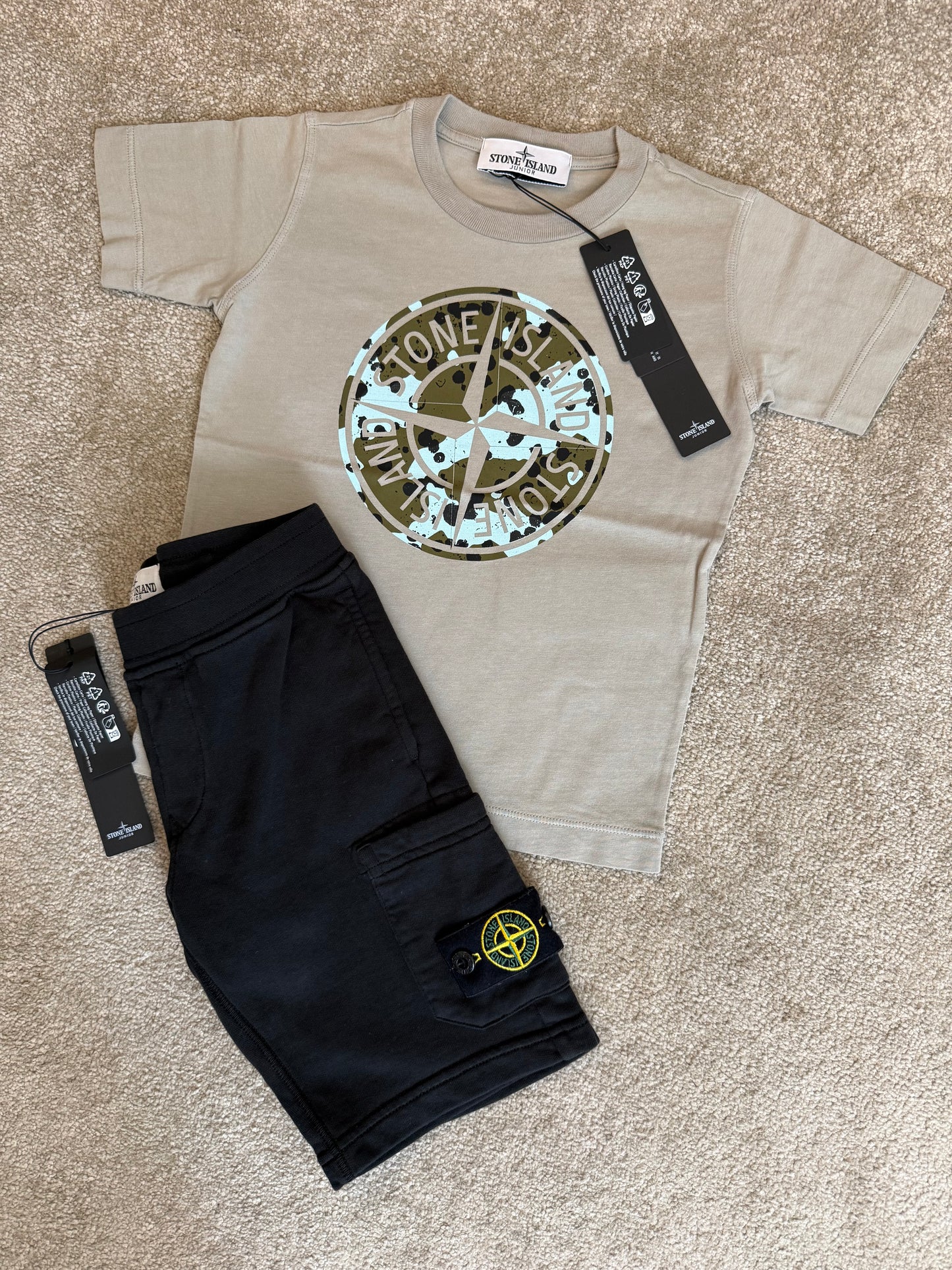 KIDS STONE ISLAND CAMO T-SHIRT & SHORTS SET -
