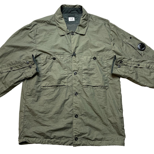 C.P. COMPANY TAYLON LENS OVERSHIRT JACKET - KHAKI