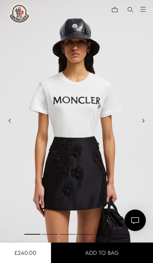 WOMENS MONCLER LOGO TSHIRT - WHITE