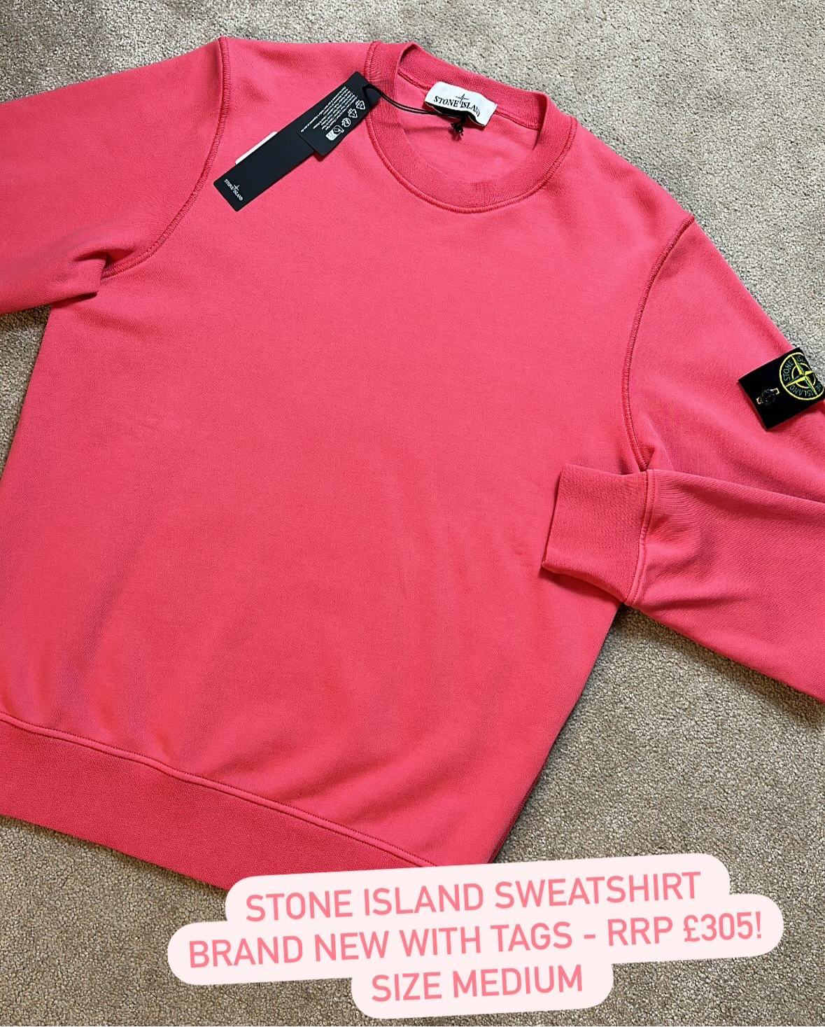 STONE ISLAND COTTON FLEECE SWEATSHIRT - CICLAMINO