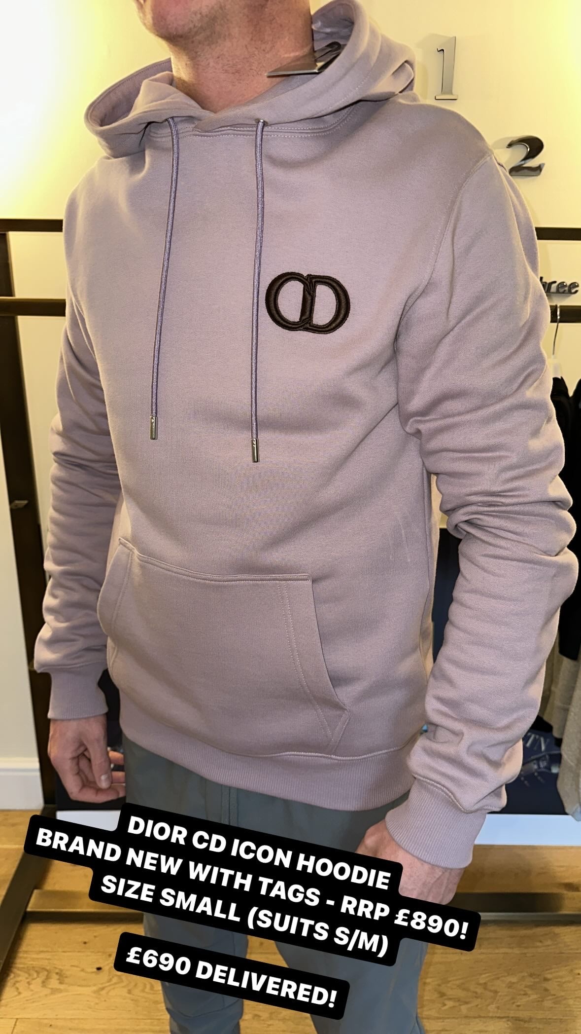 CHRISTIAN DIOR CD ICON LOGO HOODED SWEATSHIRT - ROSE VIOLET
