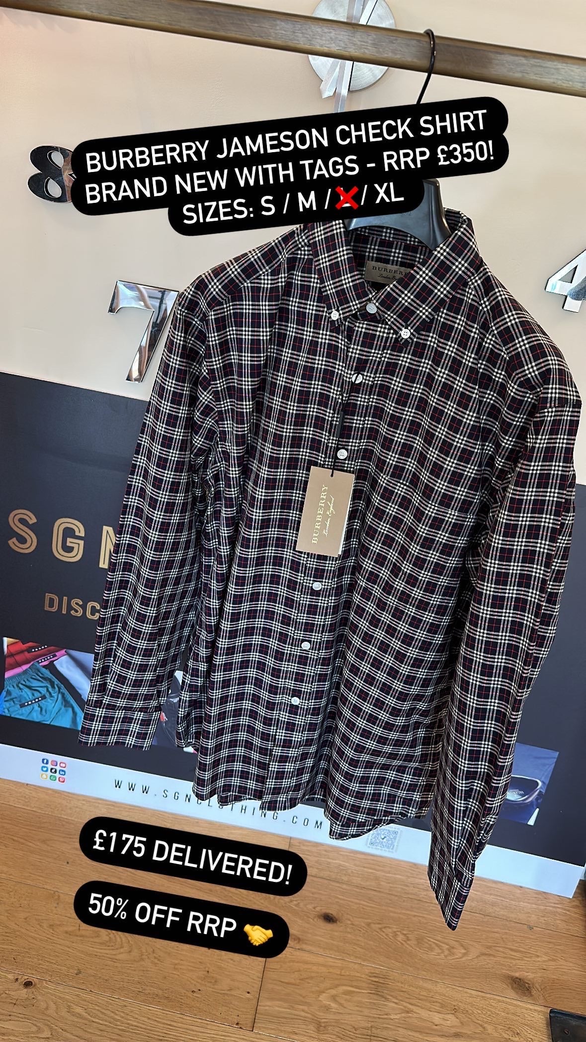 BURBERRY JAMESON LONGSLEEVE CHECK SHIRT - NAVY