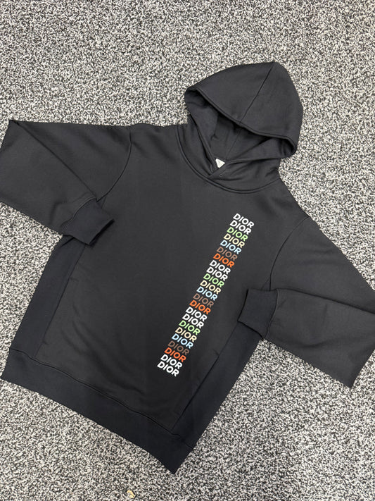 CHRISTIAN DIOR MULTI LOGO HOODED SWEATSHIRT - BLACK