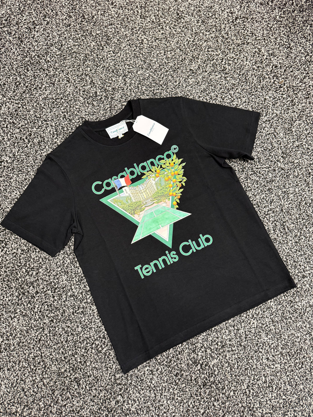 CASABLANCA TENNIS LOGO T-SHIRT - BLACK