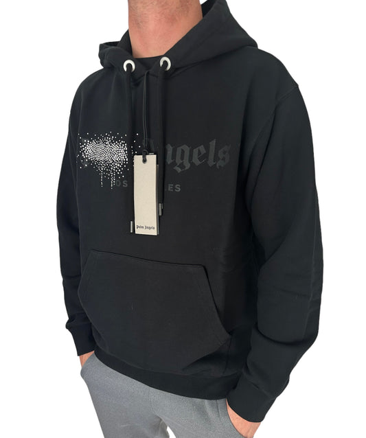 PALM ANGELS LOS ANGELES GEM RHINESTONE HOODIE - BLACK