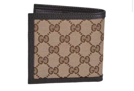 GUCCI GG SUPREME LEATHER & CANVAS MONOGRAM WALLET - BEIGE