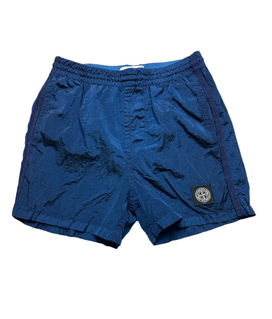 KIDS STONE ISLAND NYLON METAL PATCH LOGO SWIM SHORTS - BLUE