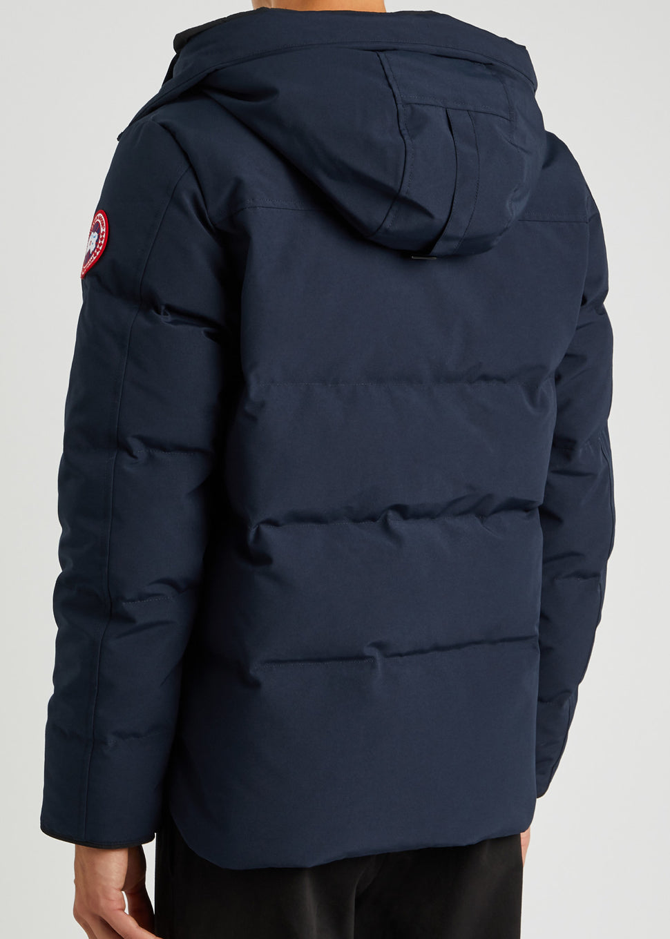 CANADA GOOSE MACMILLAN LOGO DOWN PARKA COAT - NAVY