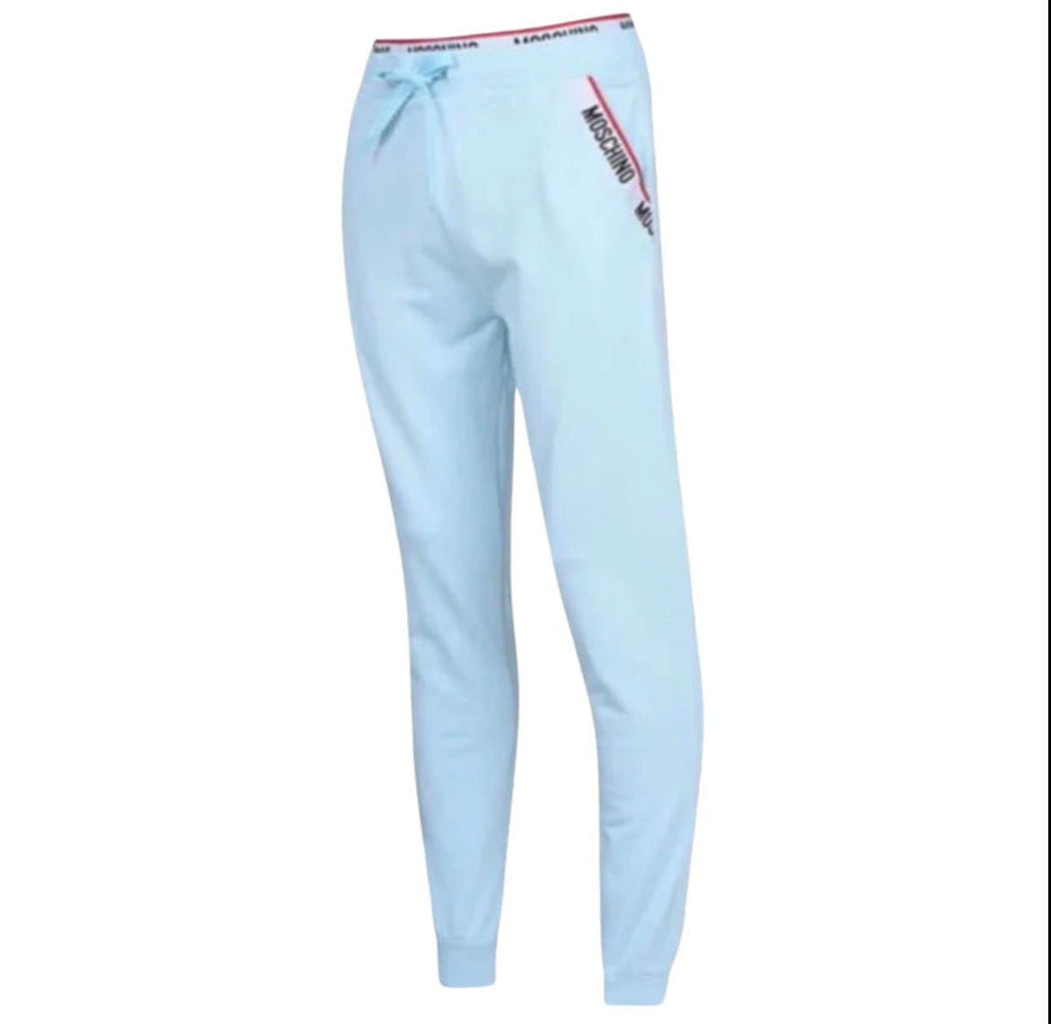 MOSCHINO TAPE TRACKSUIT JOGGING BOTTOMS - BABY BLUE