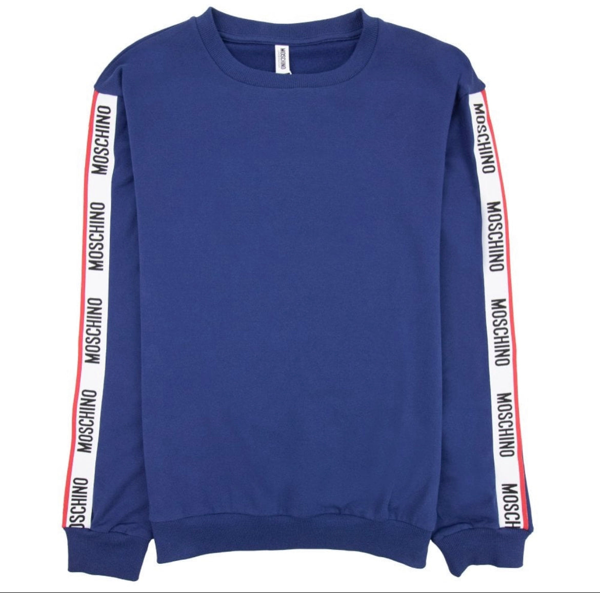 MOSCHINO TAPE COTTON FLEECE SWEATSHIRT ROYAL BLUE