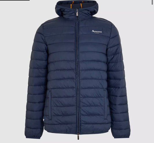 AQUASCUTUM HOODED PUFFER JACKET - NAVY