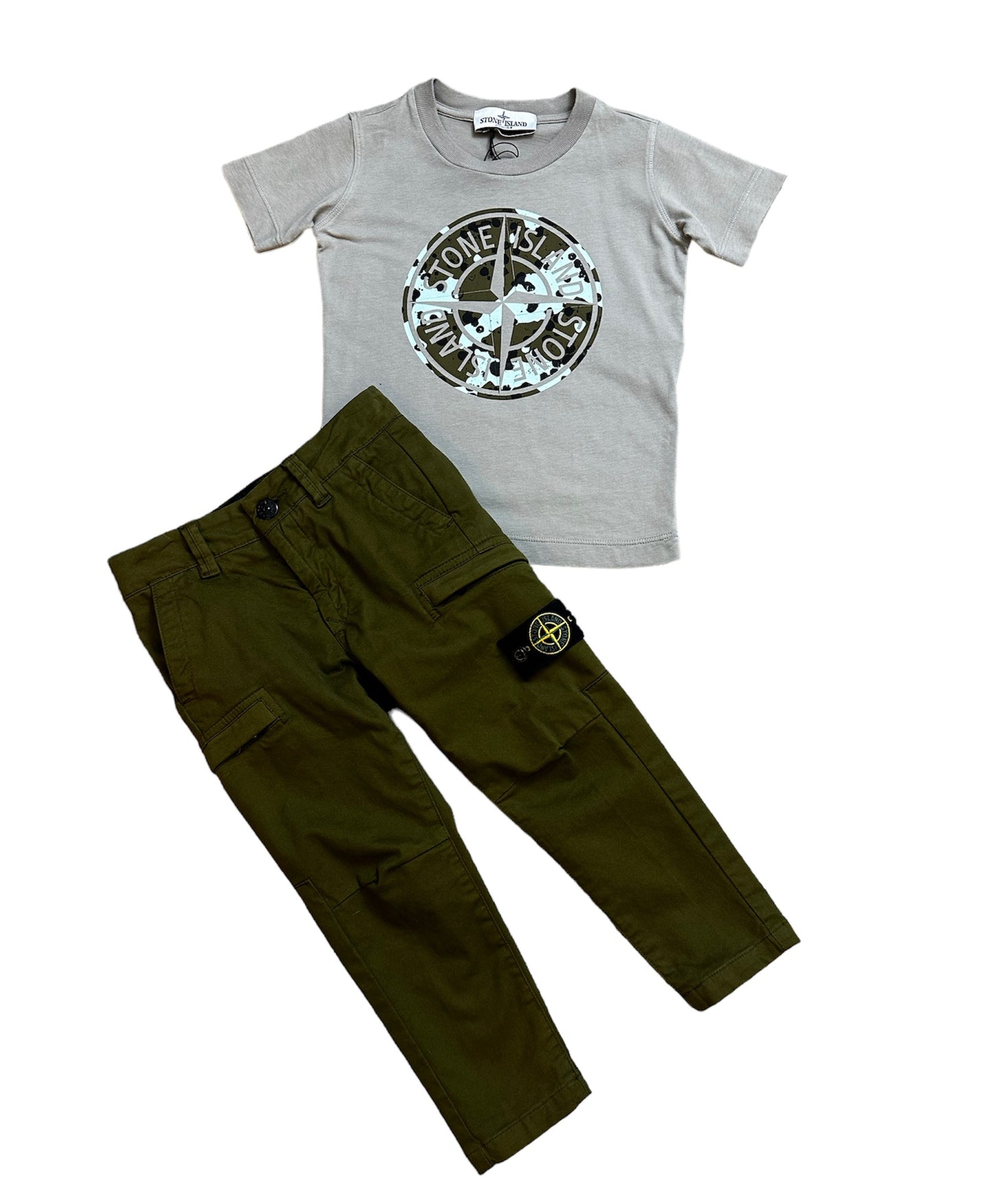 KIDS STONE ISLAND FULL OUTFIT - SAND KHAKI