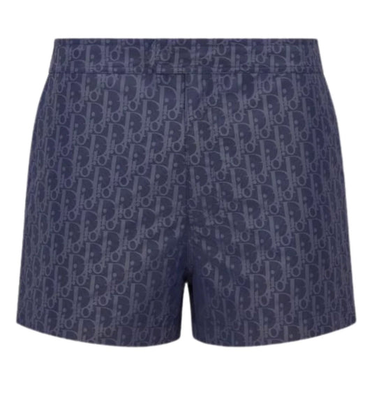 DIOR OBLIQUE MONOGRAM LOGO SWIM SHORTS - NAVY
