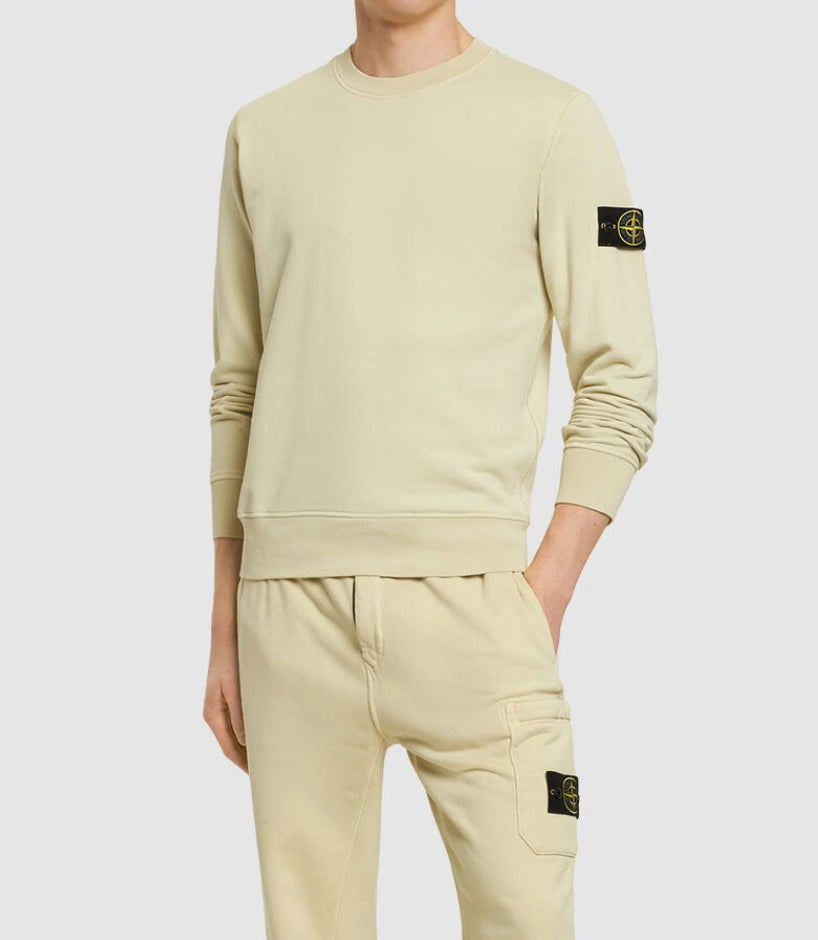 STONE ISLAND COTTON FLEECE SWEATSHIRT - BEIGE