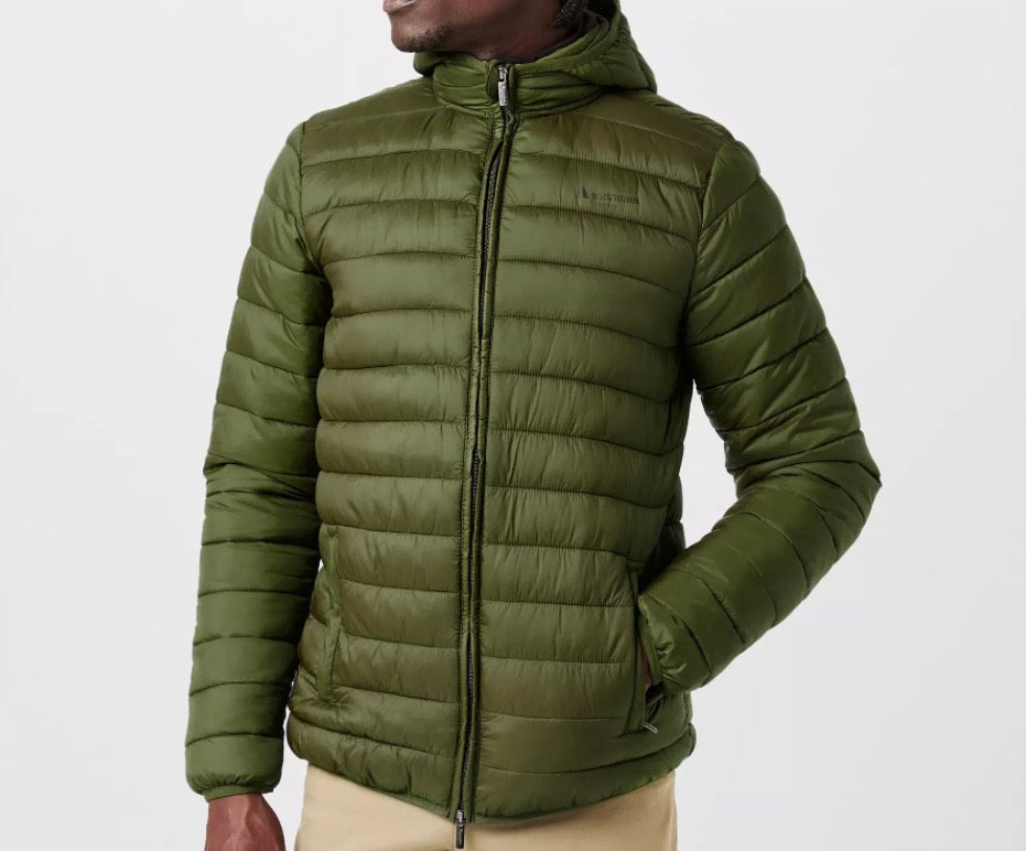 AQUASCUTUM HOODED PUFFER JACKET - GREEN