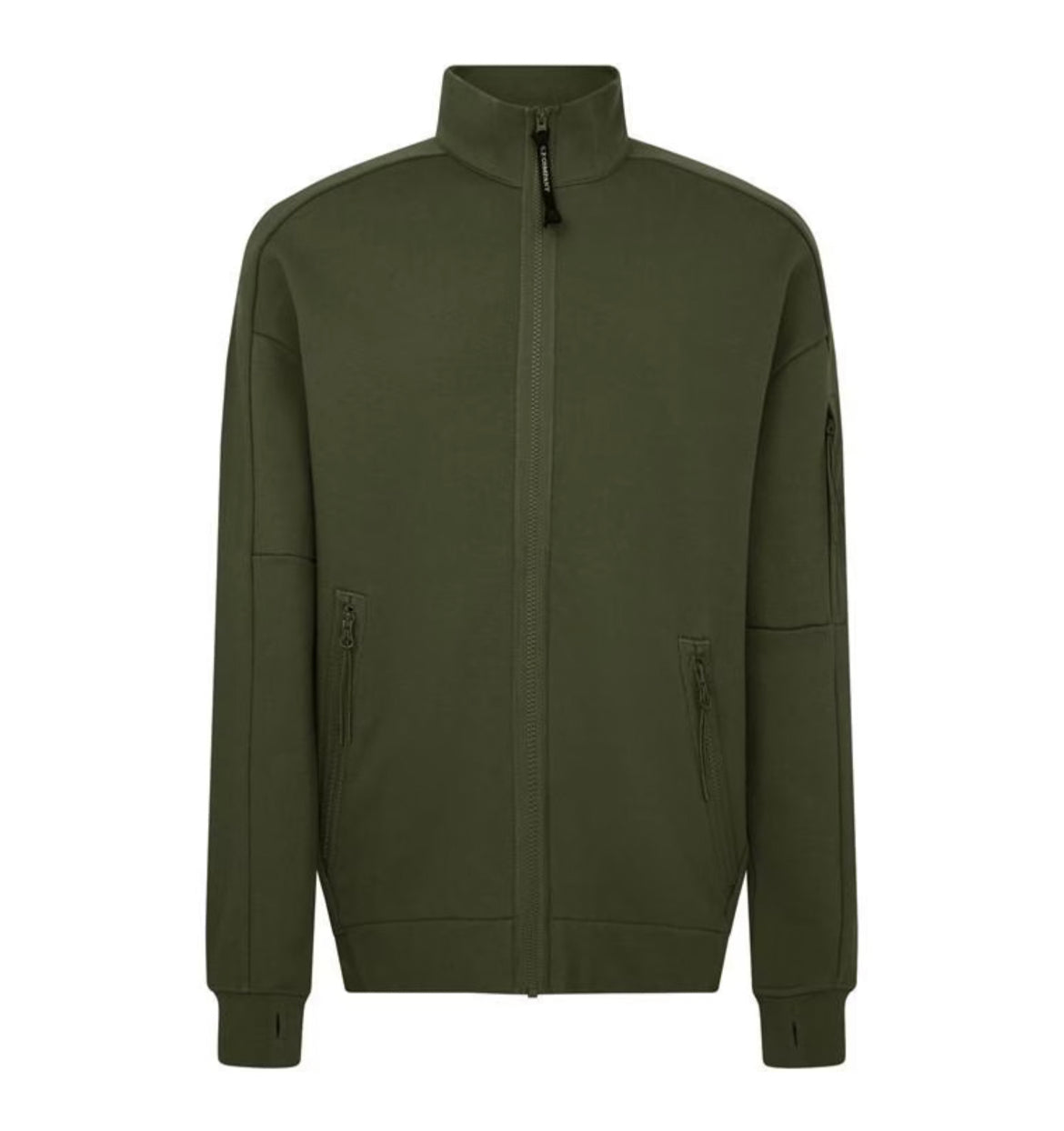 C.P. COMPANY FULL ZIP LENS SWEATSHIRT - IVY GREEN