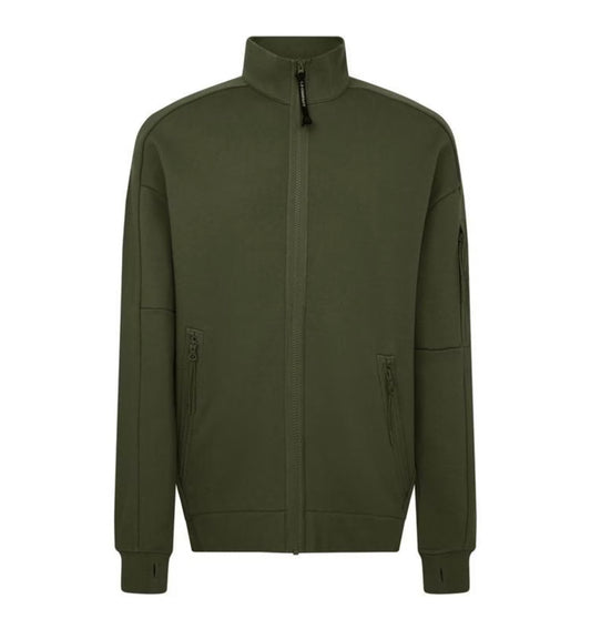 C.P. COMPANY FULL ZIP LENS SWEATSHIRT - IVY GREEN