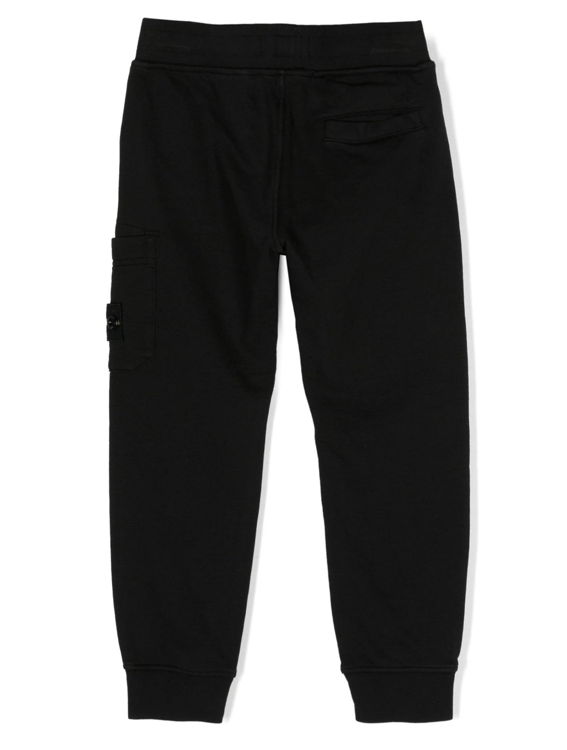 KIDS STONE ISLAND COTTON LOGO CARGO TRACKSUIT BOTTOMS - BLACK