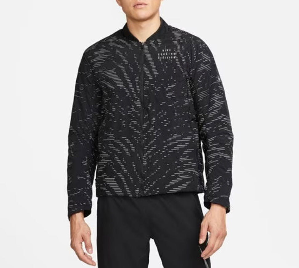 NIKE REPEL RUN DIVISION REVERSIBLE BOMBER JACKET - BLACK