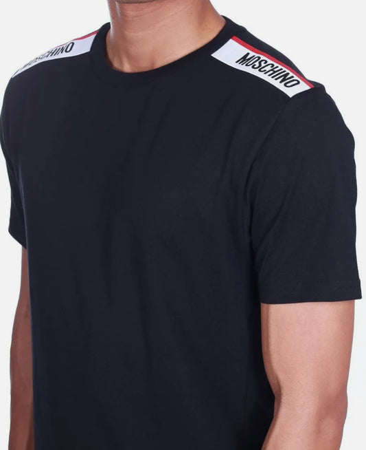 MOSCHINO SHOULDER TAPE TSHIRT - BLACK