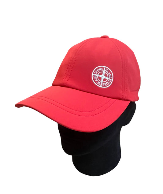 STONE ISLAND SOFT SHELL EMBROIDERED LOGO BASEBALL CAP - RED