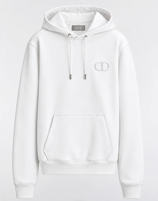 CHRISTIAN DIOR CD ICON LOGO HOODED SWEATSHIRT - WHITE