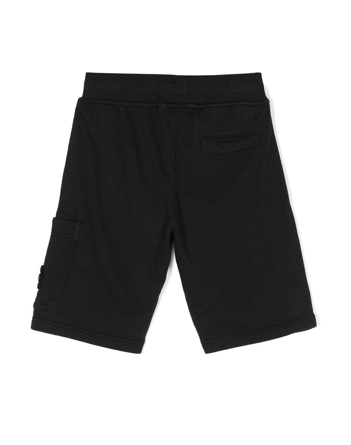 KIDS STONE ISLAND COTTON LOGO SHORTS - BLACK