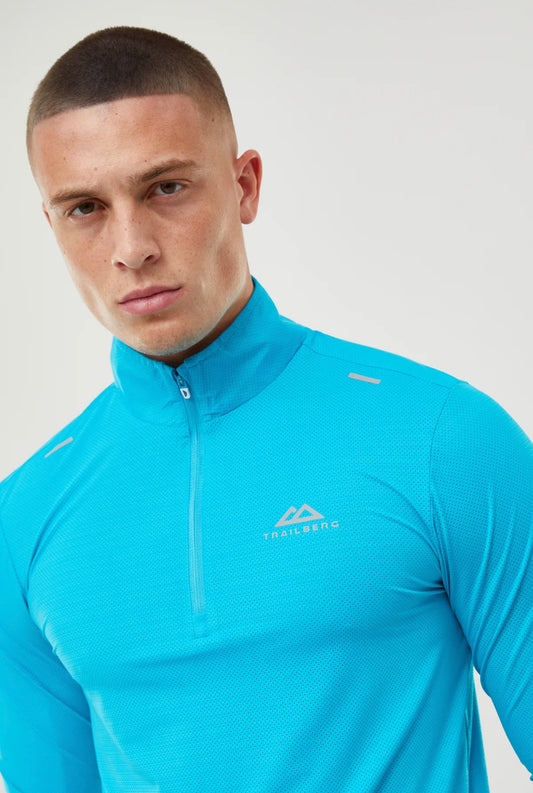 TRAILBERG BOLT LOGO QUARTER ZIP - AQUA