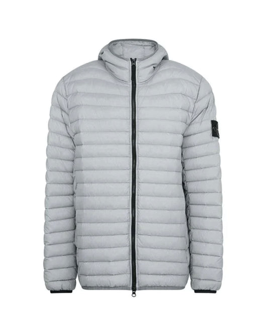 STONE ISLAND LOOM WOVEN NYLON DOWN PUFFER JACKET - GREY