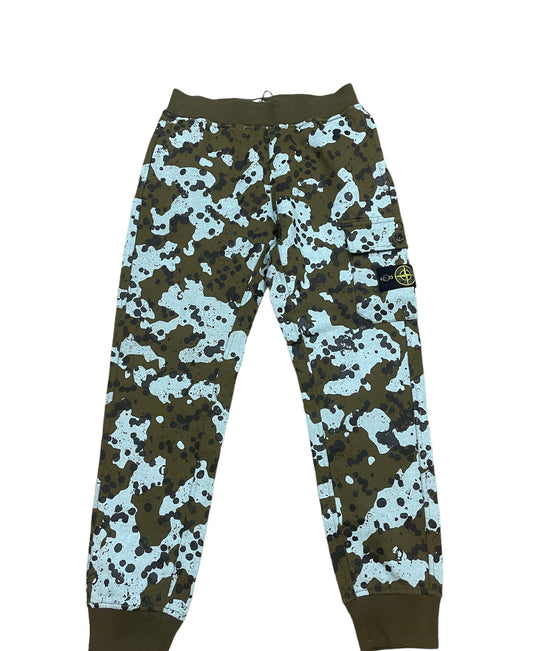 KIDS STONE ISLAND CAMO LOGO CARGO TRACKSUIT BOTTOMS