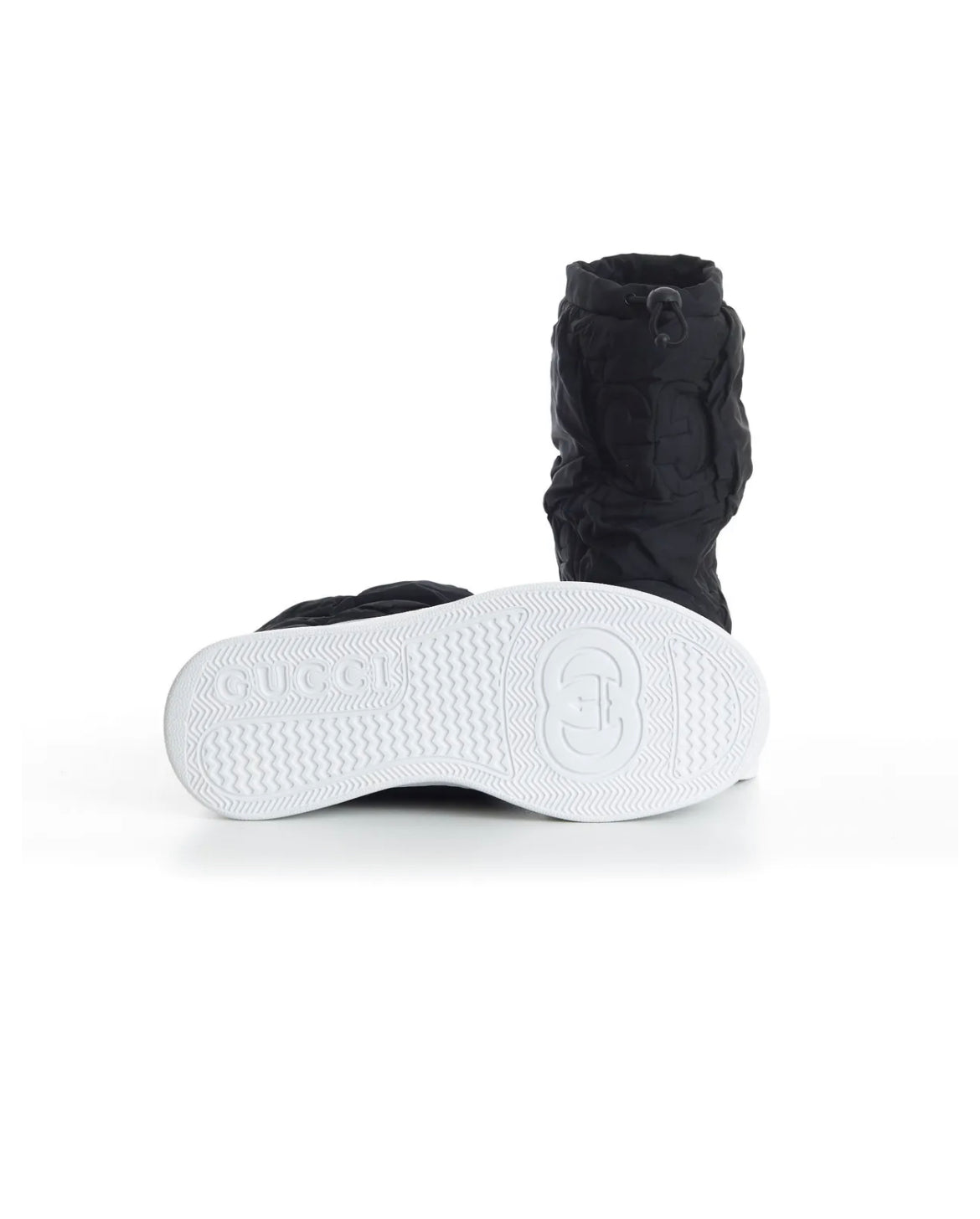 GUCCI GG NYLON MATELASSE PADDED SNOW BOOTS - BLACK / WHITE