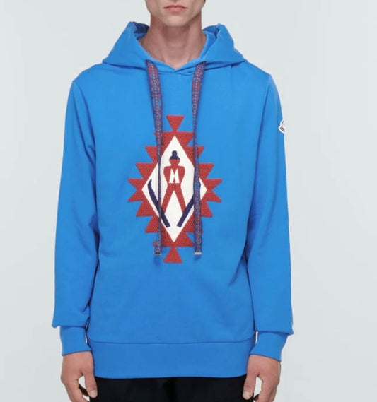 MONCLER SKI LOGO HOODIE - BLUE