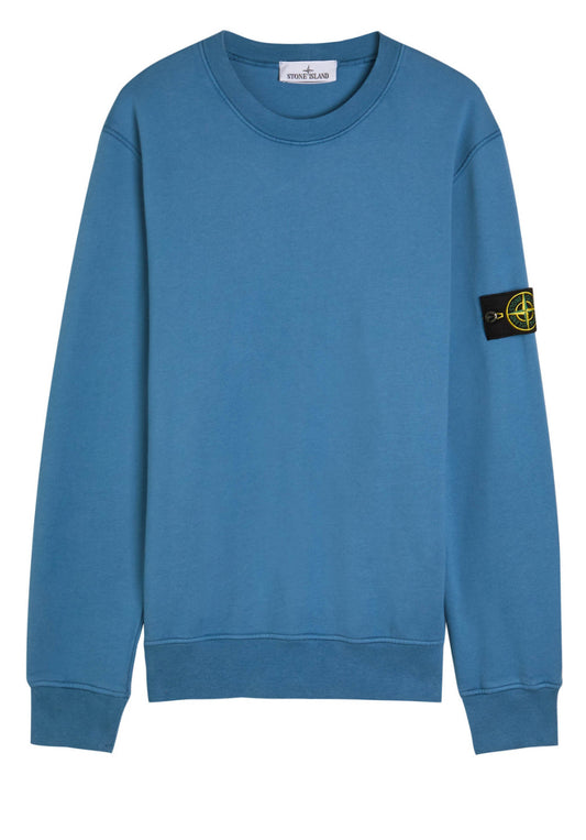 STONE ISLAND COTTON FLEECE SWEATSHIRT - BLUE