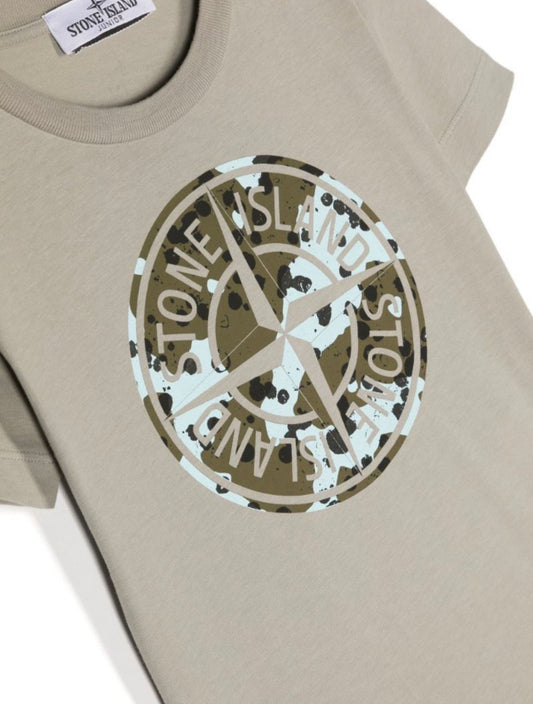 KIDS STONE ISLAND CAMO LOGO T-SHIRT - SAND