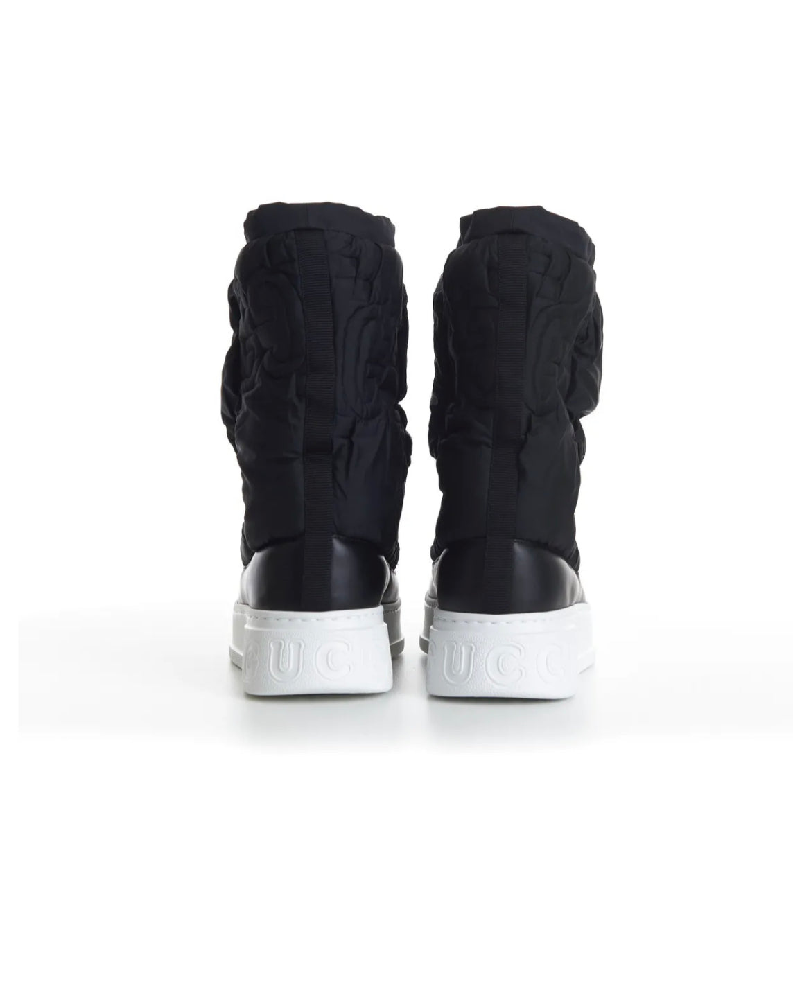GUCCI GG NYLON MATELASSE PADDED SNOW BOOTS - BLACK / WHITE