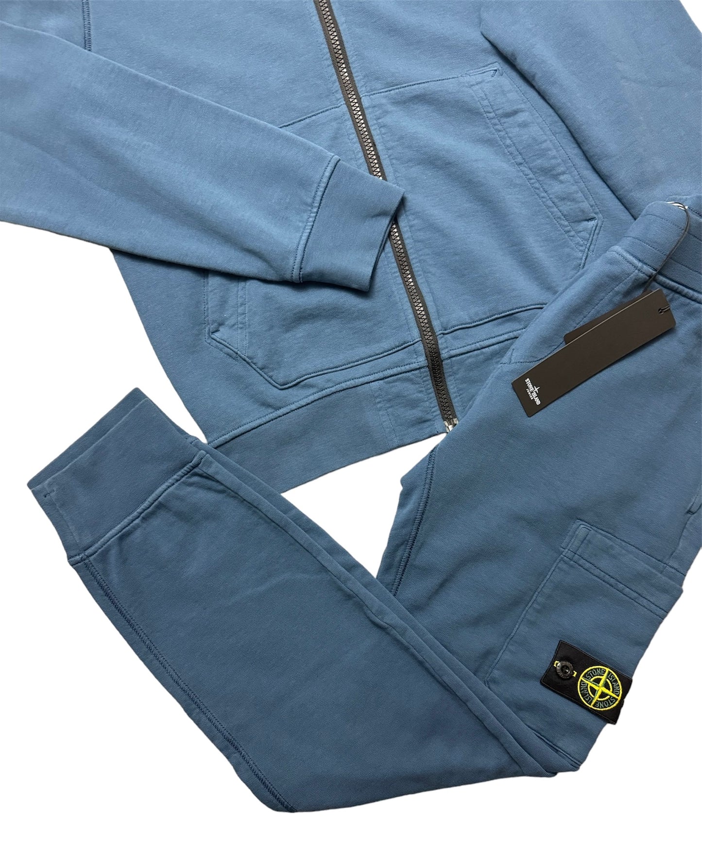 KIDS STONE ISLAND COTTON LOGO FULL TRACKSUIT - BLUE
