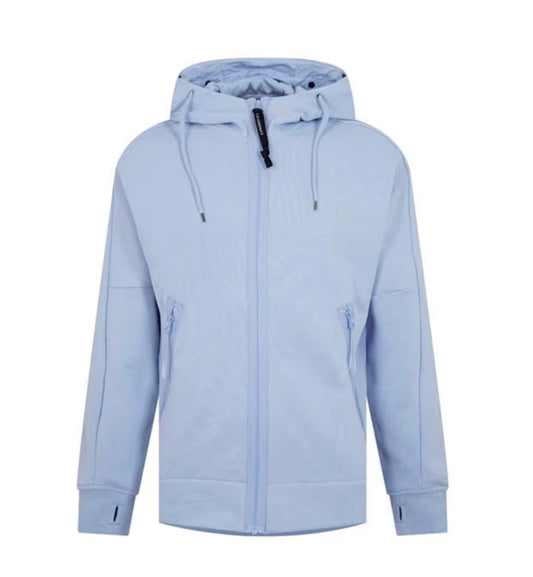 C.P. COMPANY GOGGLE FULL ZIP HOODED SWEATSHIRT - COSMIC SKY