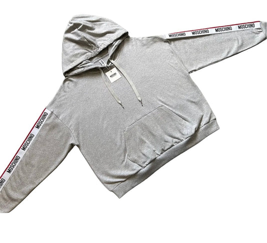 WOMENS MOSCHINO TAPE HOODED SWEATSHIRT - GREY