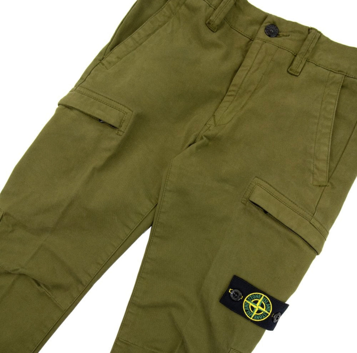 KIDS STONE ISLAND LOGO CARGO TROUSERS - KHAKI