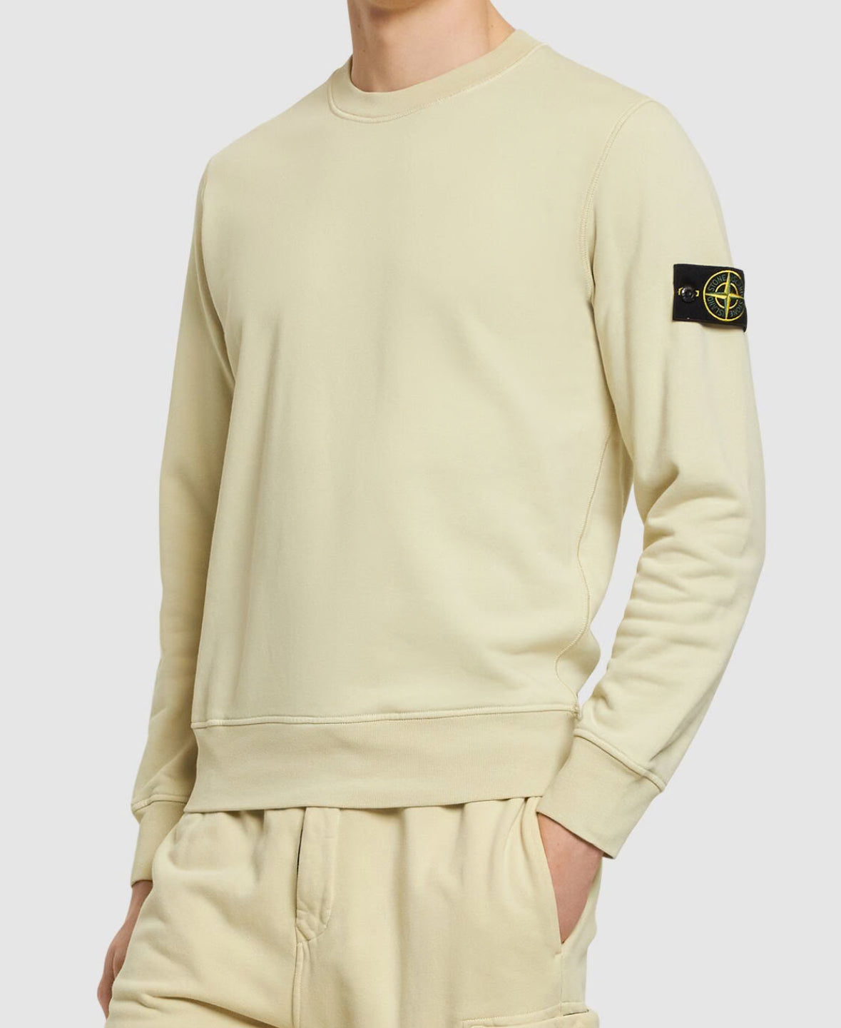 STONE ISLAND COTTON FLEECE SWEATSHIRT - BEIGE