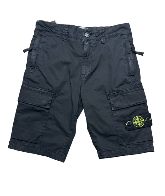 KIDS STONE ISLAND LOGO CARGO SHORTS - BLACK