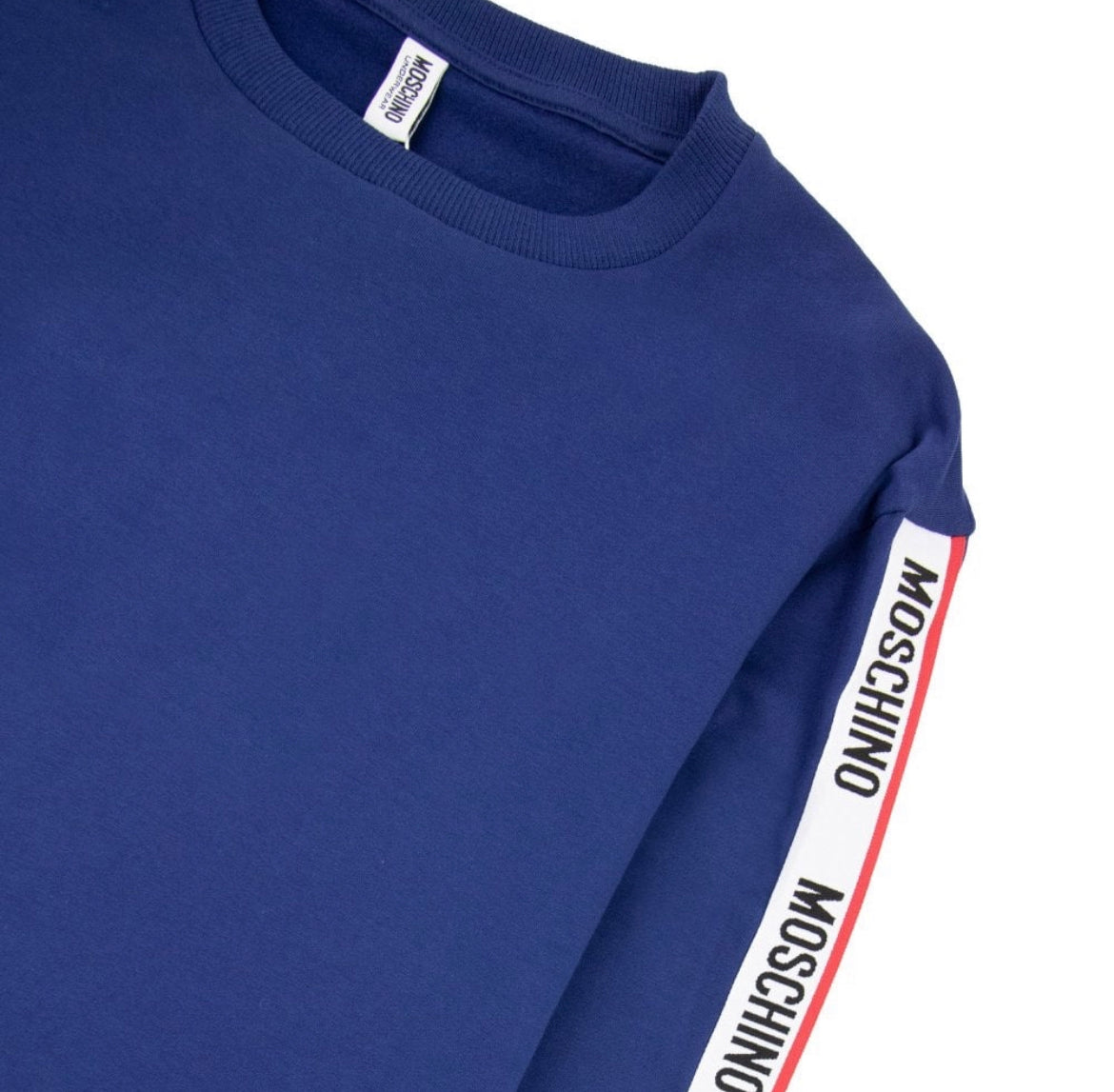 MOSCHINO TAPE COTTON FLEECE SWEATSHIRT - ROYAL BLUE