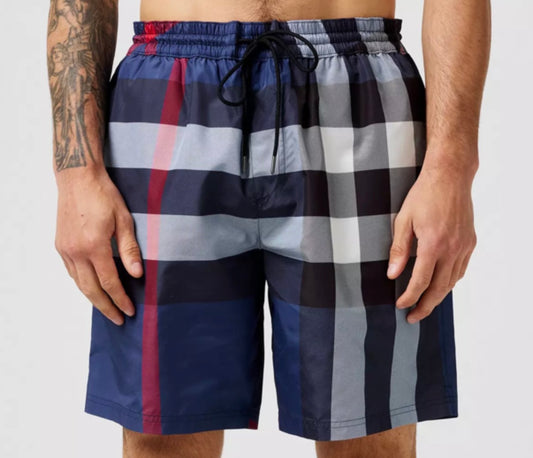 BURBERRY LONDON CHECK SWIM SHORTS - CARBON BLUE