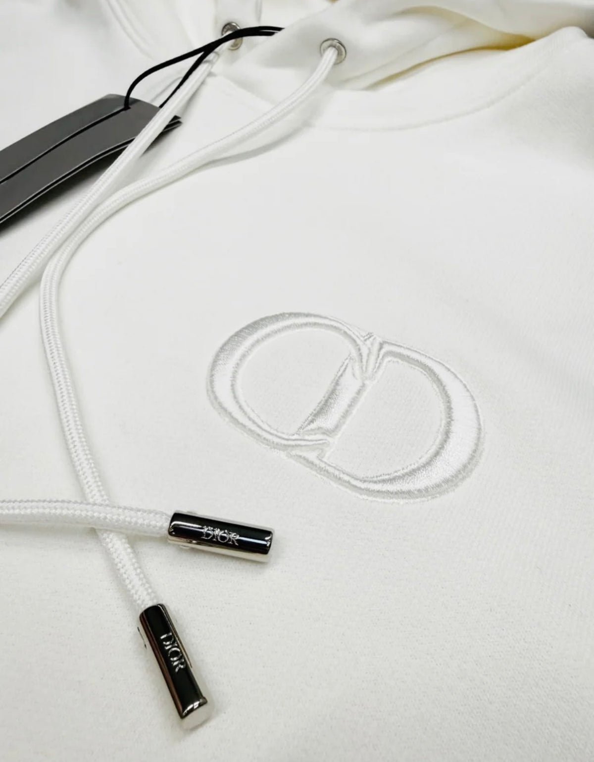 CHRISTIAN DIOR CD ICON LOGO HOODED SWEATSHIRT - WHITE