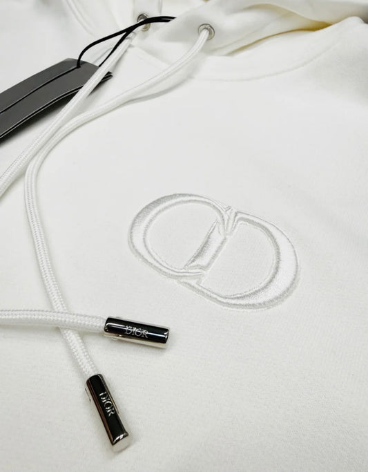 CHRISTIAN DIOR CD ICON LOGO HOODED SWEATSHIRT - WHITE