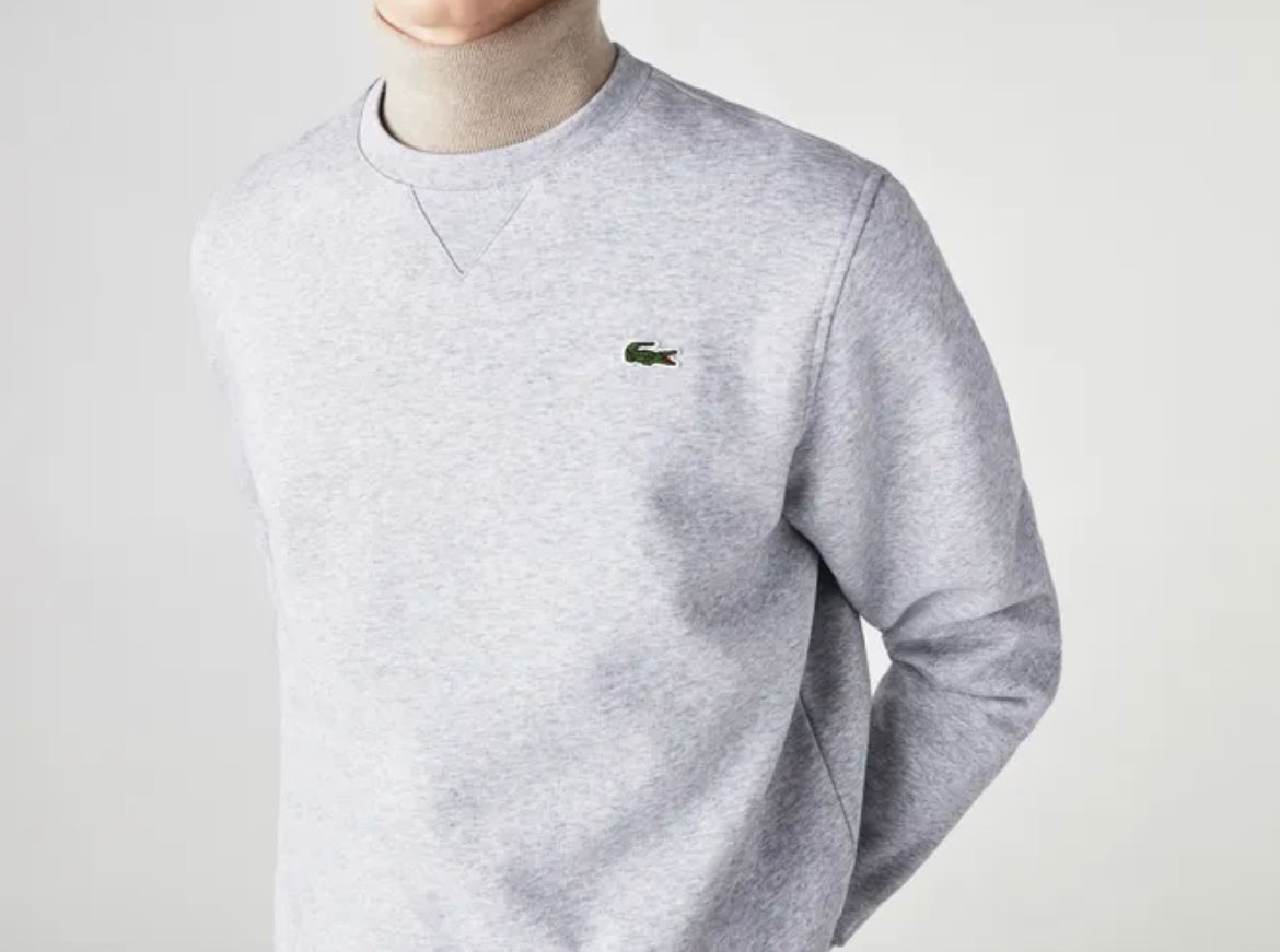 LACOSTE LOGO CREW NECK SWEATSHIRT - LIGHT GREY
